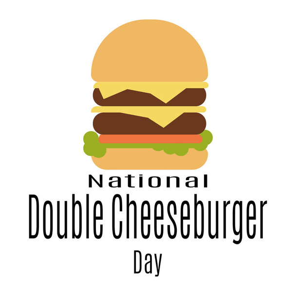Journée nationale du double cheeseburger, burger populaire pour carte postale ou illustration vectorielle de conception de menu - Vecteur, image