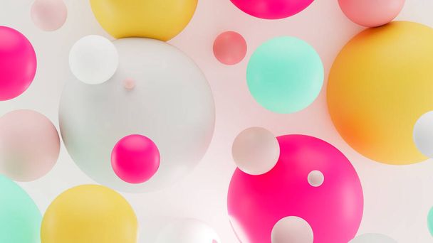 Colorful Advertising background. Modern Advertisment backdrop with floating balls. Festive wallpaper for events and celebration invites. Colorful Text Background with spheres. Abstract trendy design.  - Photo, Image