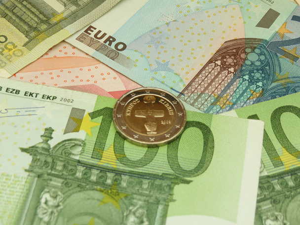 Euro (Eur) banknot ve madeni paraların Kıbrıs'tan - Fotoğraf, Görsel