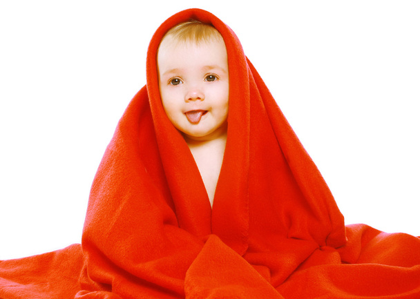 Happy fun baby and towel - Foto, imagen