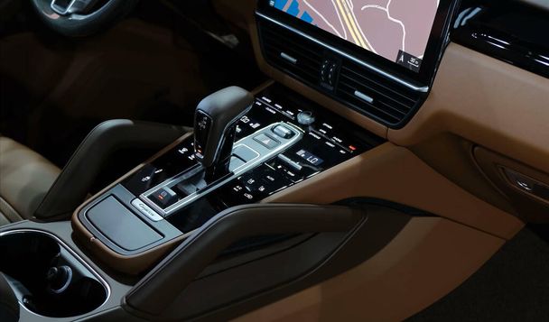 STUTTGART, GERMANY - Dec 18, 2021: Luxurious, Comfortable And Modern Car Interior. Ideal Concept For Power, Performance, Automobile And Technology - Фото, зображення