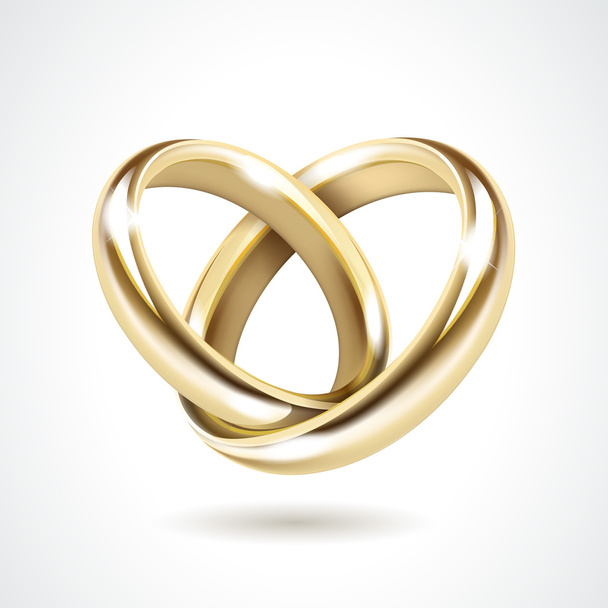 Vector Gold Wedding Rings Isolated - Vector, Image