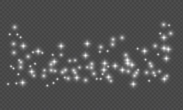 White sparkle on a transparent background. Stardust, Lens Flare. Vector illustration isolated on gray background. - Vector, Image