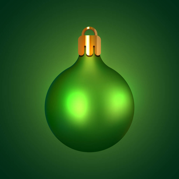 Christmas ball. Golden Christmas green bauble. Vector ornaments isolated on white background. - Vector, Image