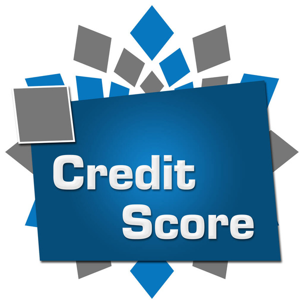 Credit score text written over blue grey background. - Foto, afbeelding