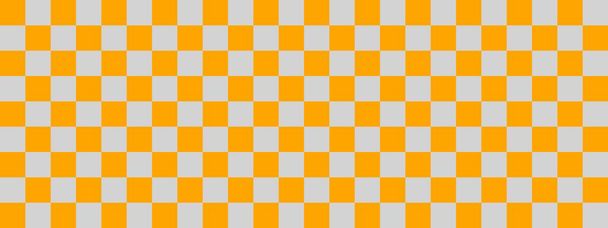 Checkerboard banner. Light grey and Orange colors of checkerboard. Small squares, small cells. Chessboard, checkerboard texture. Squares pattern. Background. Repeatable texture. - Foto, immagini