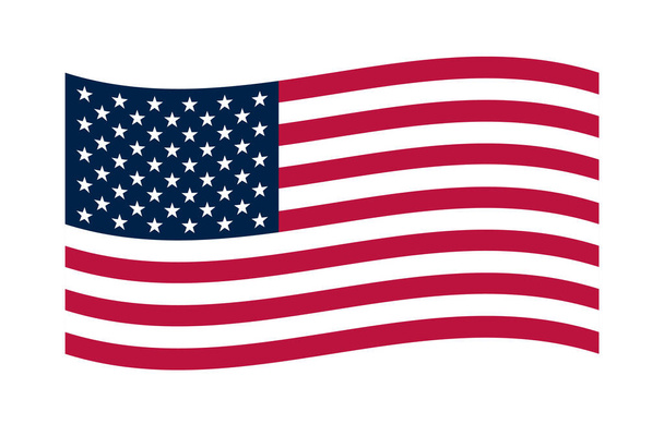Векторный флаг США. Соединенные Штаты Америки на фоне размахивания флагом
. - Вектор,изображение