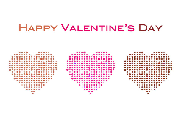 Roze en chocoladekleurige puntvormige hartjes en de letters "HAPPY VALENTINE 'S DAY" - Vector, afbeelding