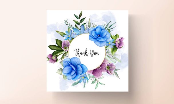 Hermosa plantilla de tarjeta de boda floral acuarela - Vector, Imagen