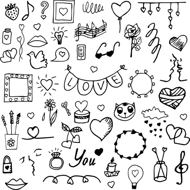 Sketch rakkaus ja sydämet doodles - Valokuva, kuva
