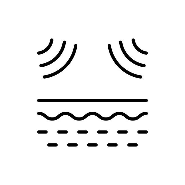Ultrasonic Wave Influence on Skin Line Icon. Laser Removal of Skin Problem Linear Pictogram. Beauty Treatment Outline Icon. Skin Barrier of Bad Impact. Editable Stroke. Isolated Vector Illustration - Vector, Image