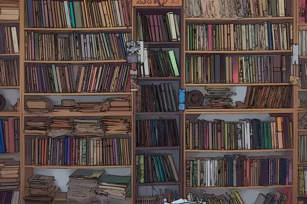 Digitally created bookcase - Photo, Image