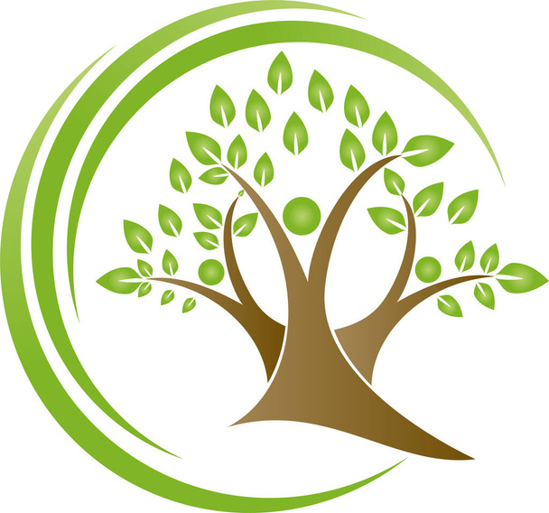 Stromy, Lidé, Tři osoby, Zahradník, Logo  - Vektor, obrázek