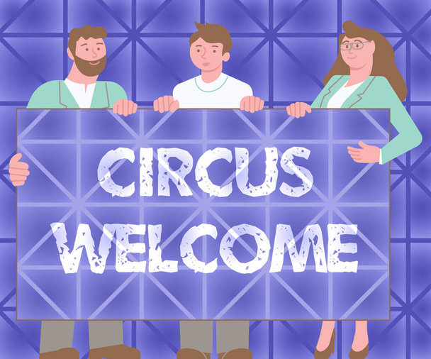 Título conceptual Circus Welcome. Palabra Escrito en las exposiciones de la pompa Feats of skill and daring -42565 - Foto, Imagen