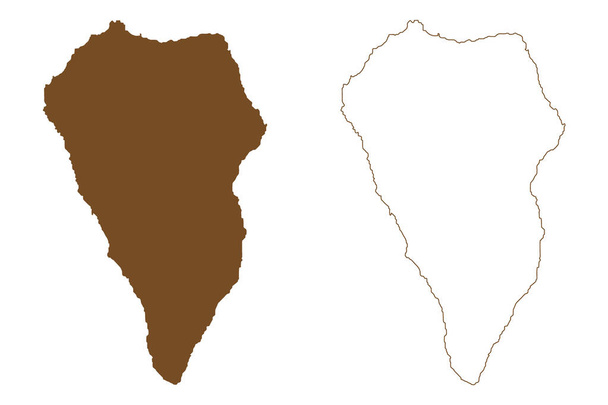 Isla de La Palma (Archipiélago de las Islas Canarias, Reino de España) mapa vector ilustración, boceto garabato San Miguel de La Palma mapa - Vector, Imagen