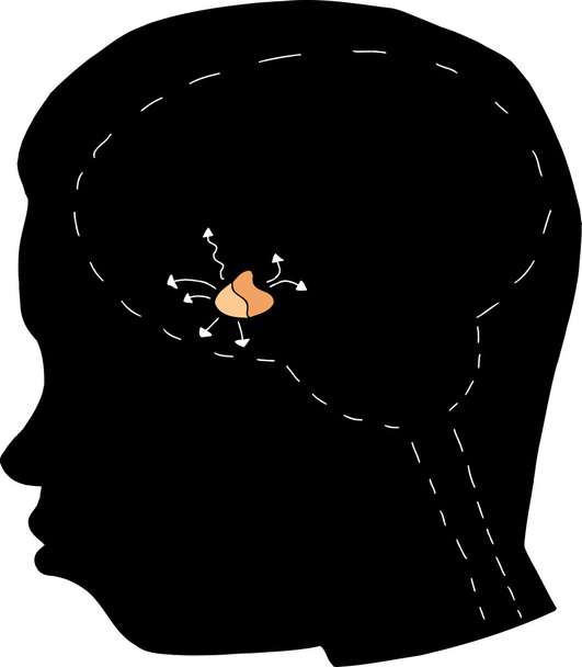 Silhouette with Pituitary Gland - Vector, Image