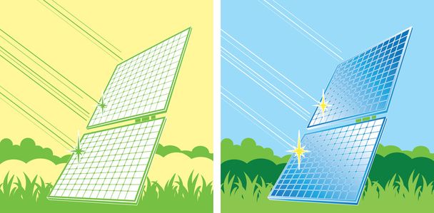 solar panels in color - Vector, Image