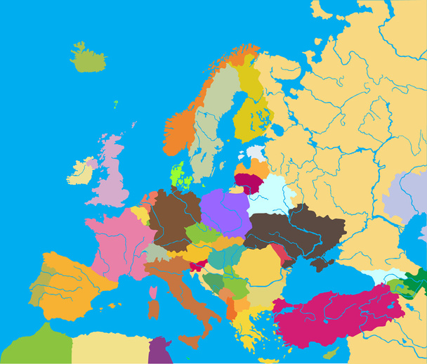 Політична мапа Європи - Вектор, зображення
