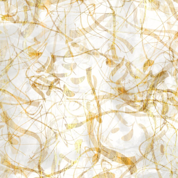 Handmade rice paper texture with metallic gold swirl flecks. Seamless washi sheet background. For luxe wedding texture, elegant stationery and minimal japanese style design element. - Photo, Image