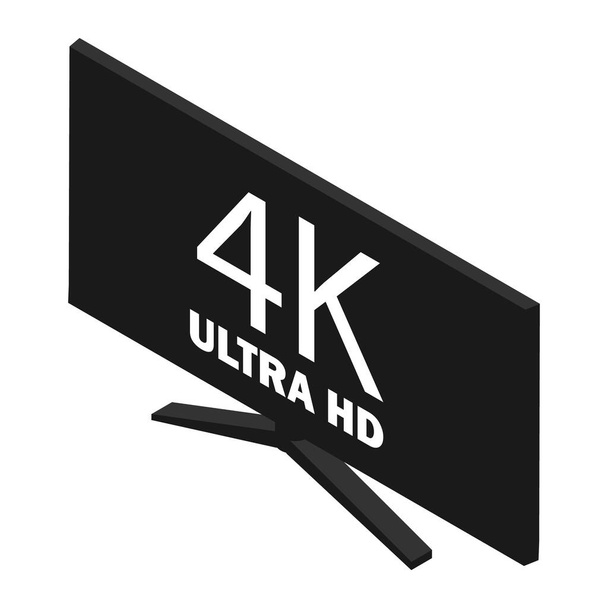 4K Ultra HD symbol, High definition 4K resolution mark, UHD on TV monitor screen isolated on white background. Isometric view. raster - Photo, Image