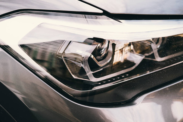 Headlight of modern prestigious car close up photo - Photo, Image