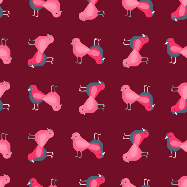 Seamless pattern of chicken. Domestic animals on colorful background. Vector illustration for textile prints, fabric, banners, backdrops and wallpapers. - Wektor, obraz