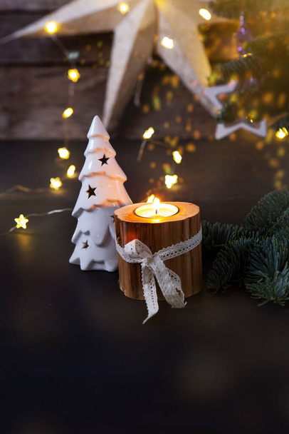 Christmas decoration on dark background - Фото, изображение