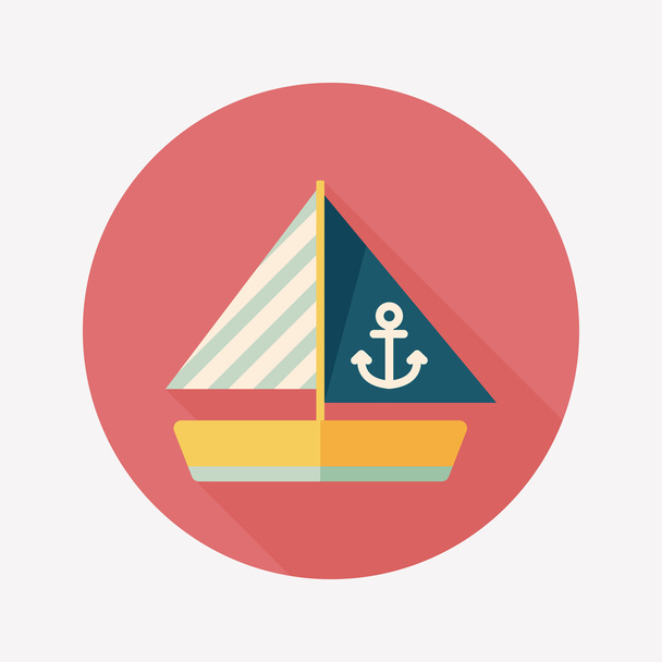 Sailboat flat icon with long shadow - Διάνυσμα, εικόνα