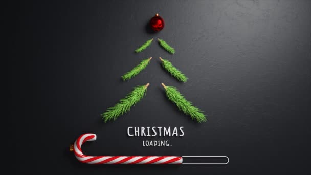 Merry Christmas loading concept with candy cane - Footage, Video