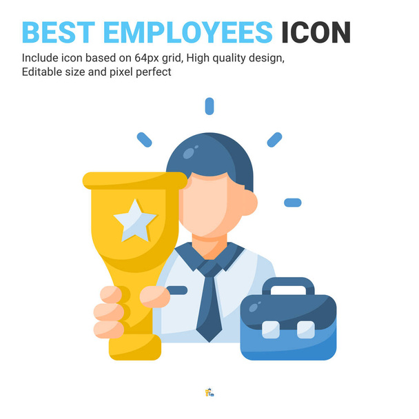 Best employee icon vector with flat color style isolated on white background. Vector illustration winner sign symbol icon concept for business, finance, industry, company, apps, web and all project - Vector, Image