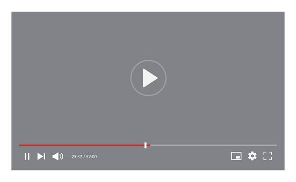 Videólejátszó interfész elszigetelt fehér háttérrel. Videó streaming sablon design honlap és mobil alkalmazások. Vektorillusztráció - Vektor, kép