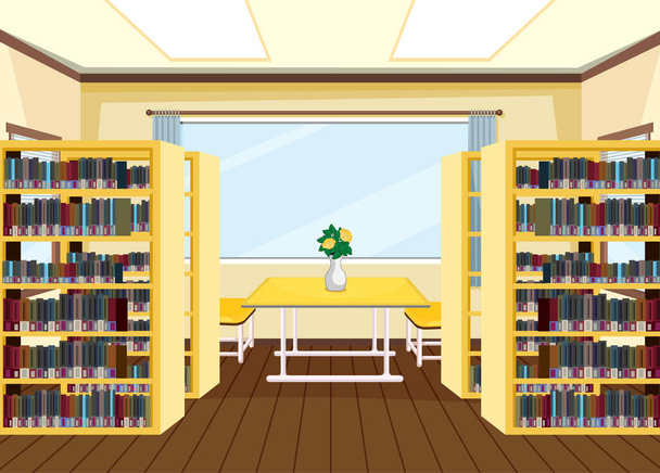 Interior Design der Schulbibliothek Illustration - Vektor, Bild