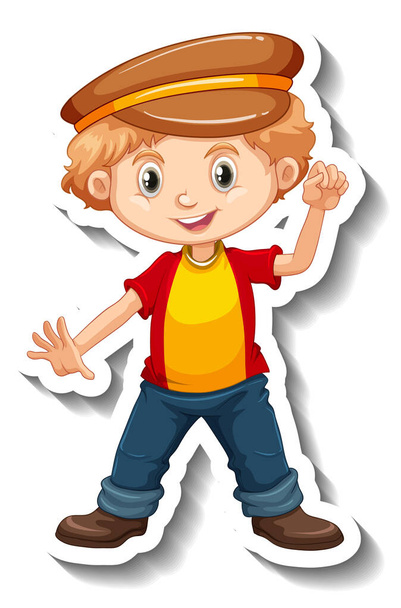 Χαριτωμένο αγόρι φοράει καπέλο απεικόνιση χαρακτήρα κινουμένων σχεδίων - Διάνυσμα, εικόνα