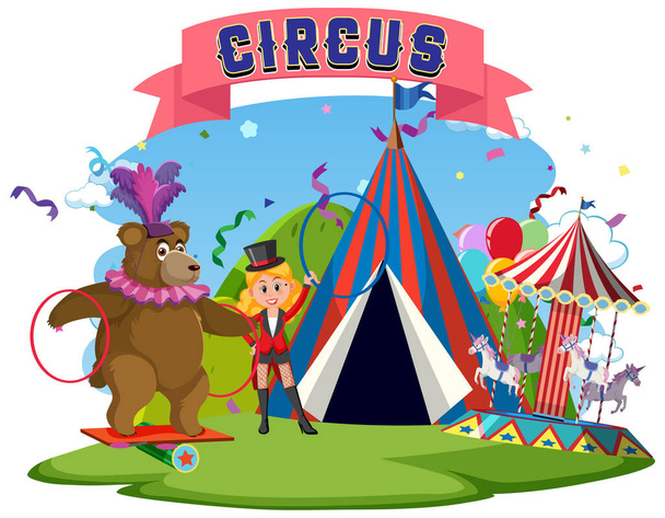 Circus θεματικό πάρκο σε απομονωμένη απεικόνιση φόντου - Διάνυσμα, εικόνα