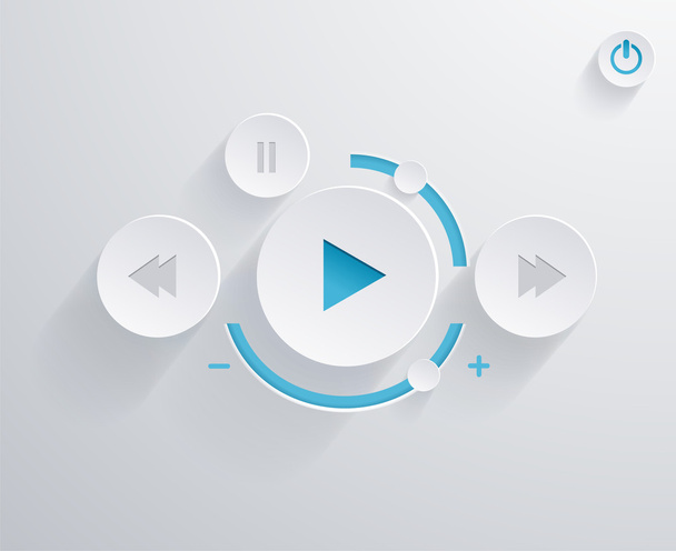Flat multimedia player for web and mobile apps - Vector, imagen
