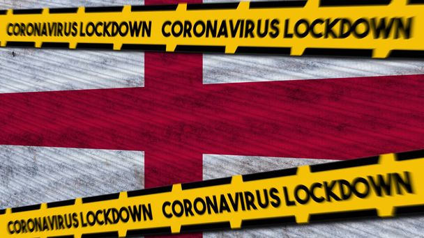 England Flag and Coronavirus COVID-19 Lockdown  New Coronavirus Variant Title  3D Illustration - Fotografie, Obrázek