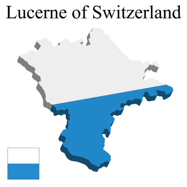 Flag of Lucerne of Switzerland on map on white background. Vector illustration - Vector, Image