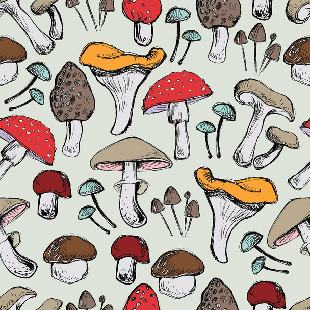 Mushrooms seamless pattern - Vektor, obrázek