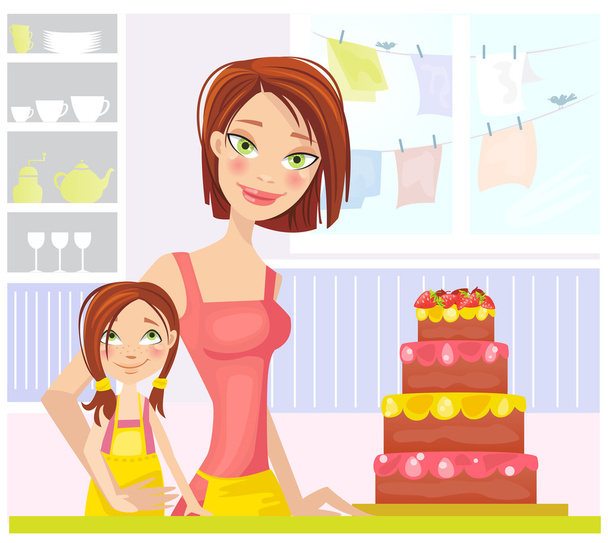Mother and daughter - Vector, Image