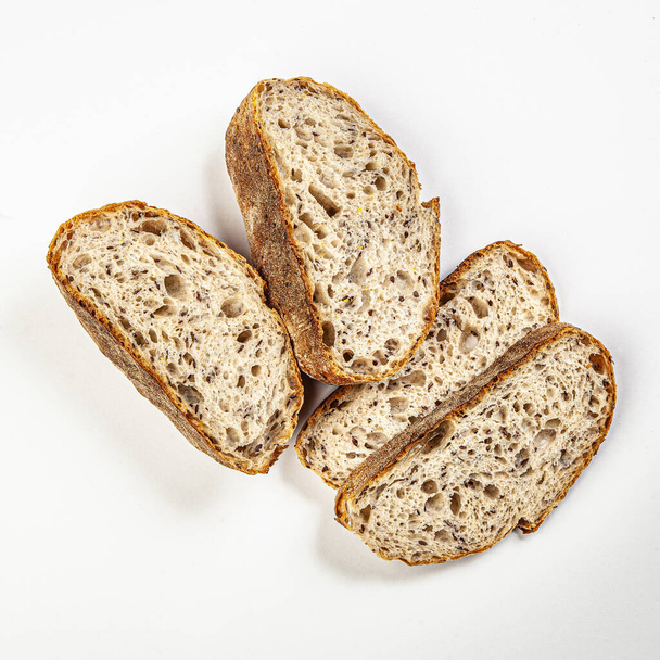 Hand made fresh bread isolated on white background. - Φωτογραφία, εικόνα
