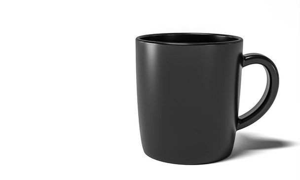 black cup on white background. copyspace.3d render - Photo, image