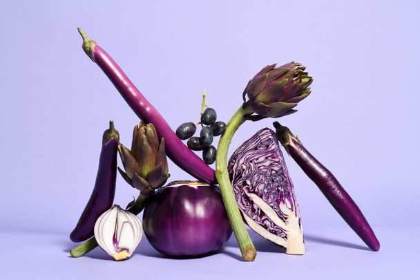 Arrangement of vegetables in violet colors - Foto, immagini