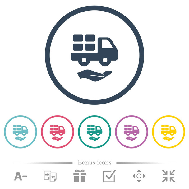 Servicios de mensajería iconos de color plano sólido en contornos redondos. 6 iconos de bonificación incluidos. - Vector, Imagen