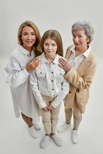 Top view of caucasian family of three females - Valokuva, kuva