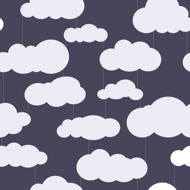 Seamless square pattern with clouds and rain - Vetor, Imagem