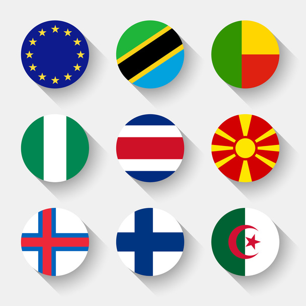 Flags of the world, round buttons - Vetor, Imagem