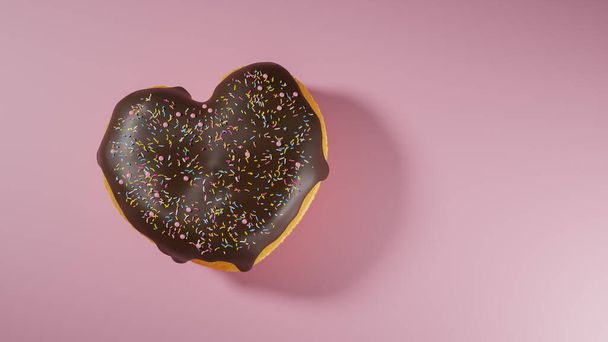 3D Renderização de um pedaço de Donut com Chocolate Icing - Foto, Imagem
