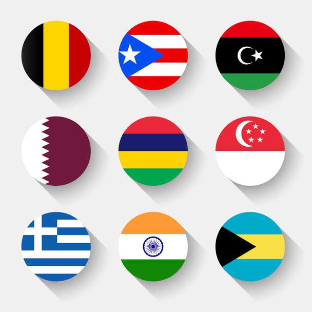 Flags of the world, round buttons - Vecteur, image