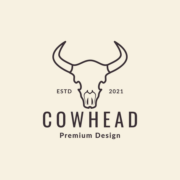linha de crânio vaca hipster logotipo design vetor símbolo gráfico ícone sinal ilustração ideia criativa - Vetor, Imagem
