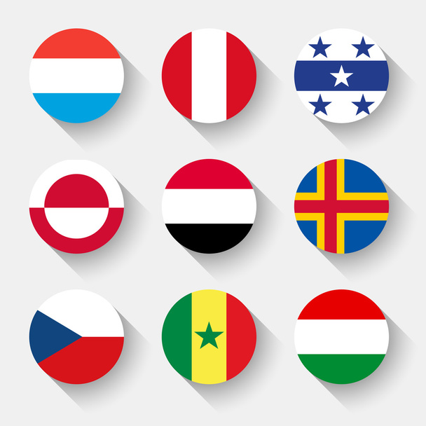 Flags of the world, round buttons - Vektori, kuva